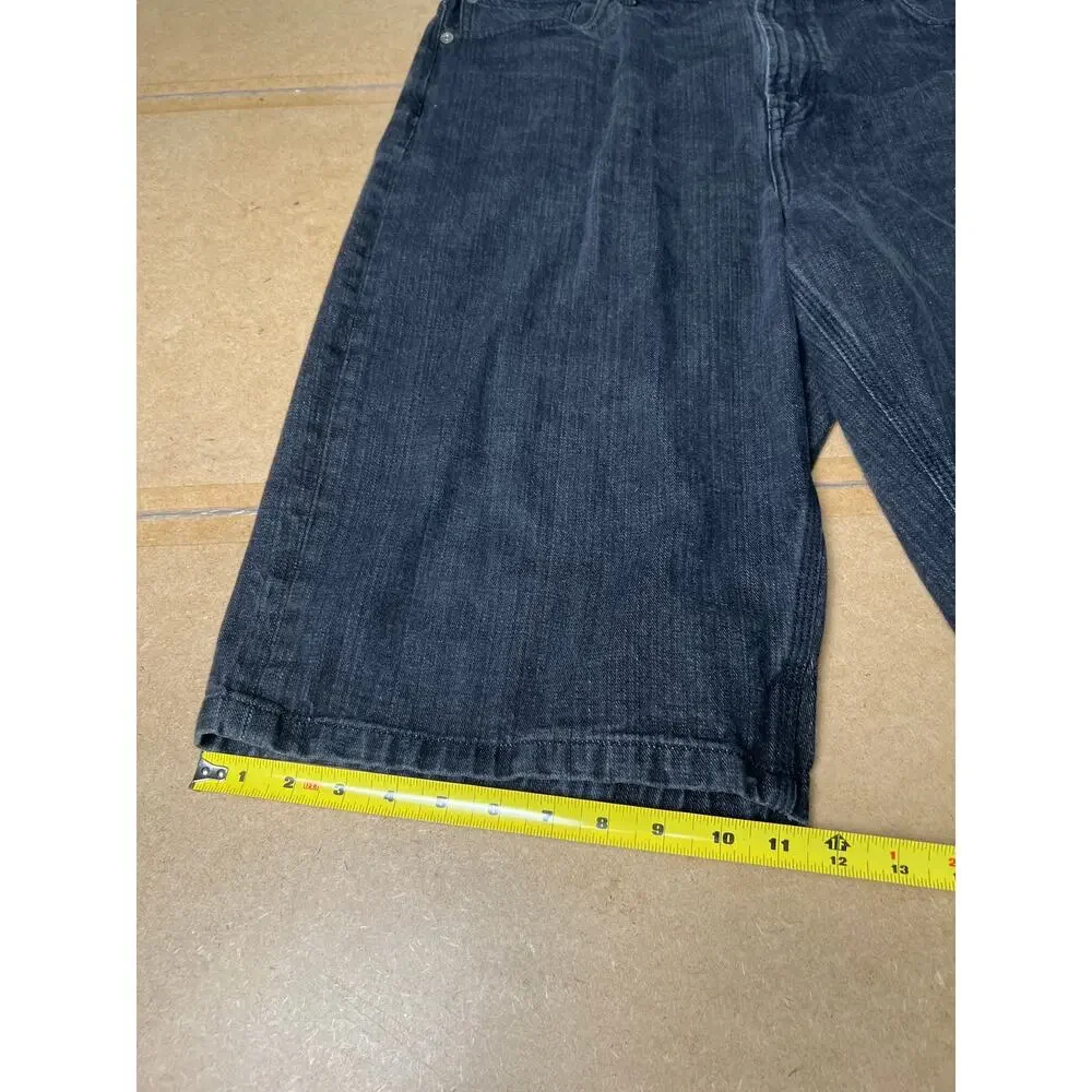 Y2K Sean John Baggy Jorts Men 38x16 Black Relaxed Loose Jean Short Baggy Vintage
